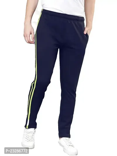 Rad prix Men Navy with Green Stripe Activewear Joggers-thumb0