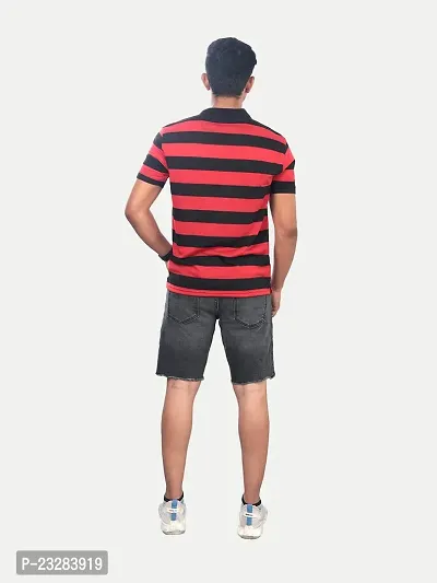 Rad prix Men Red and Black Thick Stripes Regular fit T-Shirt-thumb4