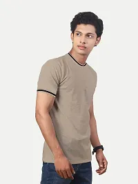 Rad prix Men Beige Round Neck Tee with Sleeve Print-thumb1