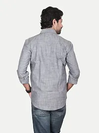 Rad prix Men Solid Grey Textured Cotton Shirt-thumb3