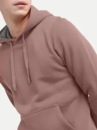 Rad prix Mens Solid Pink Cotton Jersey Hoodie with Pockets-thumb2