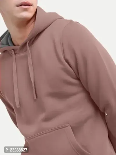 Rad prix Mens Solid Pink Cotton Jersey Hoodie with Pockets-thumb3