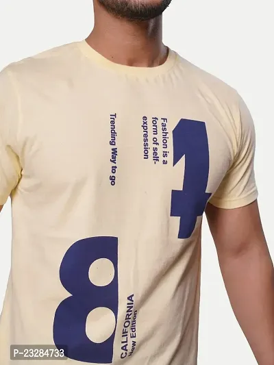 Mens Numeric with Letters Printed Tees- Yellow Colour-thumb4