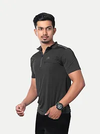 Rad prix Men Solid Active wear tees- Black Colour-thumb1