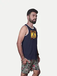 Men Navy Textured and Printed Sports T-Shirt with Detailing-thumb1