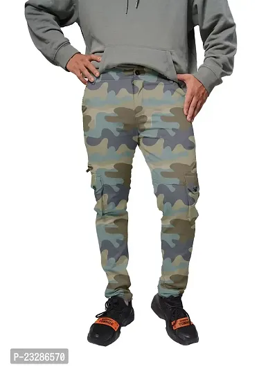 Rad prix Men Grey Camoflauge Elasticated Cotton Cargo Joggers