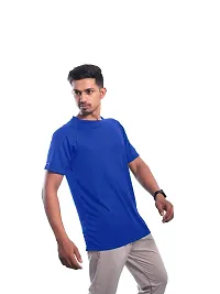 Rad prix Men Blue Textured Sports T-Shirt-thumb1