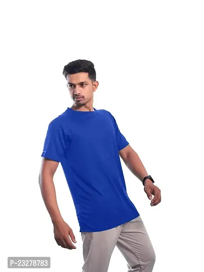 Rad prix Men Blue Textured Sports T-Shirt-thumb2