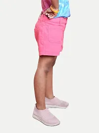 Rad prix Girls Pink Solid Casual Shorts-thumb1