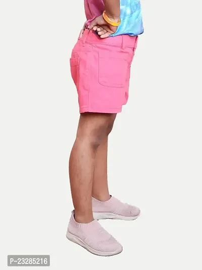 Rad prix Girls Pink Solid Casual Shorts-thumb2