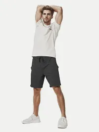 Mens Steel Grey Solid Knitted Casual Shorts-thumb2