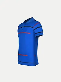 Mens Royal Blue Cotton Fashion Printed Polo T Shirt-thumb1