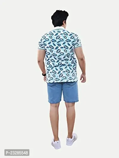 Rad prix Men Casual Green All-Over Floral Printed Cotton Polo t-Shirt-thumb4