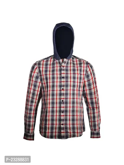 Rad prix Mens Red Checked Hoody Shirt-thumb0