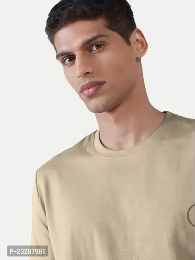 Rad prix Men Beige Polyester Active Crew Neck T-Shirt-thumb3