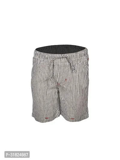 Boys Striped Grey Cotton  Shorts