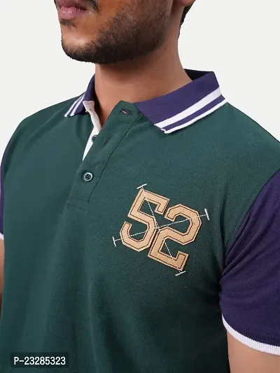 Rad prix Men Green Contrast Tipping Polo T-Shirt-thumb4
