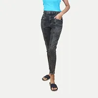 Radpriax Women Black Washed Denim Pants-thumb1