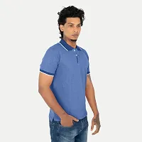 Mens Royal Blue Polo Melange T-shirt-thumb1