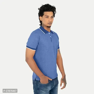 Mens Royal Blue Polo Melange T-shirt-thumb2