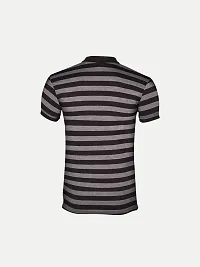 Mens Dark Navy Fashion Striped Cotton Polo T-Shirt-thumb3