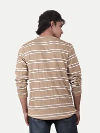 Rad prix Men Beige Striped Textured Pullover Relaxed Sweatshirt-thumb3