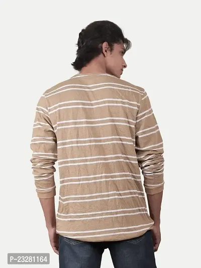 Rad prix Men Beige Striped Textured Pullover Relaxed Sweatshirt-thumb4