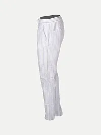 Rad prix Men Striped Cotton White Chinos Trousers-thumb2