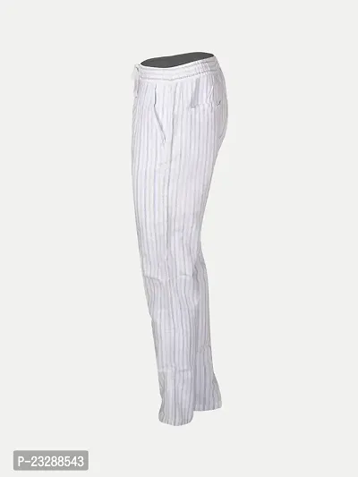 Rad prix Men Striped Cotton White Chinos Trousers-thumb3