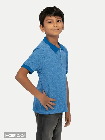 Boys Blue Solid Polo-thumb3