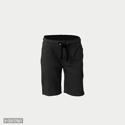 Elegant Black Cotton Solid Shorts For Boys-thumb0