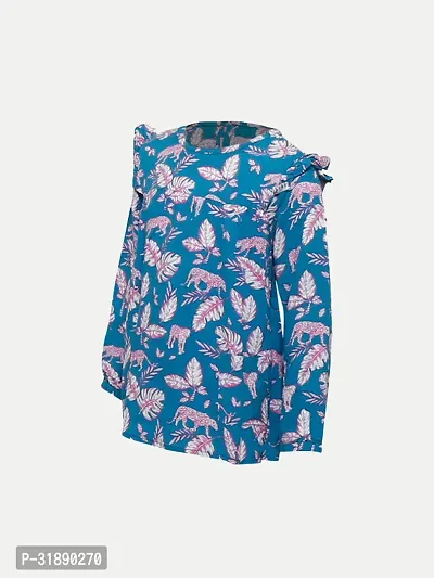 Trendy Blue  Cotton  Printed Top For Girls-thumb3