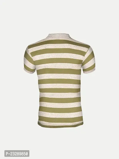 Mens Apple Green Fashion Striped Cotton Polo T-Shirt-thumb4