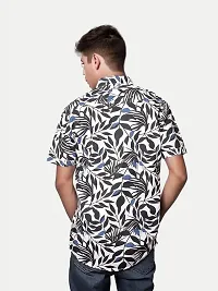 Rad prix Men All-Over Black  White Floral Printed Casual Cotton Shirt-thumb3