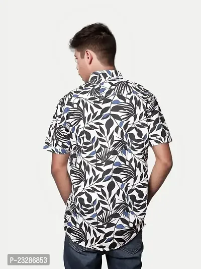 Rad prix Men All-Over Black  White Floral Printed Casual Cotton Shirt-thumb4