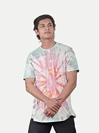 Rad prix Men Pink Tie and Dye Cotton Crew Neck T-Shirt-thumb1