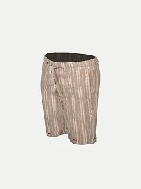 Boys Pin Stripe Beige Cotton  Shorts-thumb1