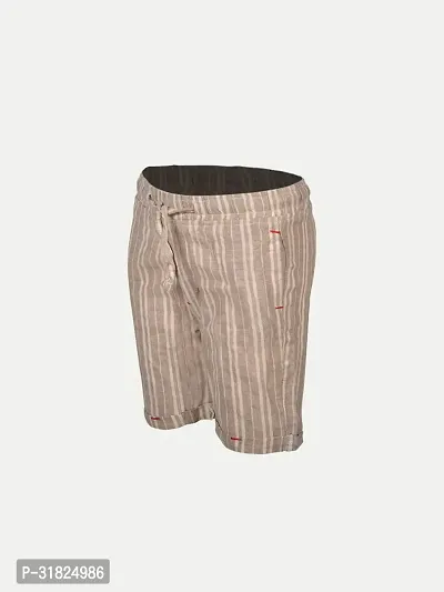 Boys Pin Stripe Beige Cotton  Shorts-thumb2