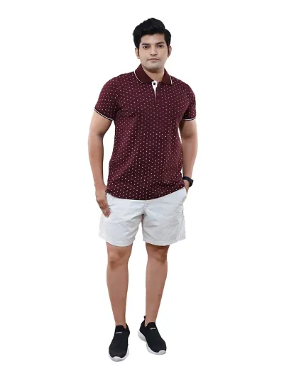 Rad prix Men Ditsy Casual Loose Fit Polo T-Shirt