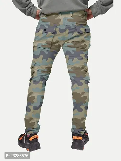 Rad prix Men Grey Camoflauge Elasticated Cotton Cargo Joggers-thumb4