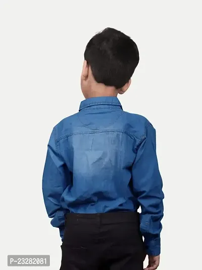 Rad prix Boys Mid Blue Washed Denim Shirt-thumb4