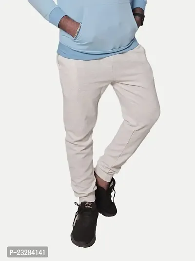 Rad prix Men Solid White Cotton Regular Fit Lounge Track Pants-thumb2