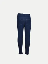 Rad prix Girls Blue Heavy Washed Distressed Denim Pant-thumb3