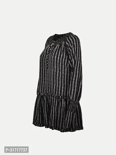 Women Black Stripe Printed Dress-thumb2