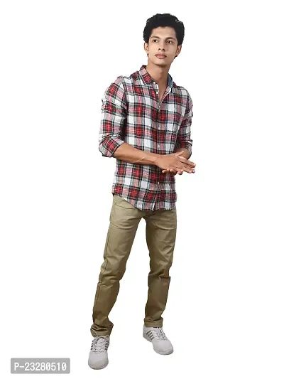 Rad prix Men Red Checked Regular Fit Casual Cotton Shirt-thumb0