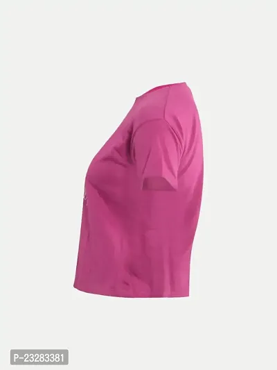 Rad prix Teen Girls Hot-Pink Printed Crew Neck T-Shirt-thumb3