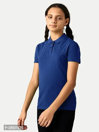 Girls Royal Blue Polo T-shirt-thumb2