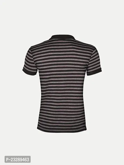 Mens Black Fashion Striped Cotton Polo T-Shirt-thumb4