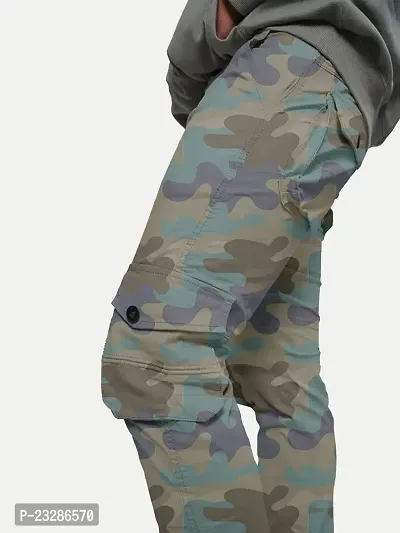 Rad prix Men Grey Camoflauge Elasticated Cotton Cargo Joggers-thumb3