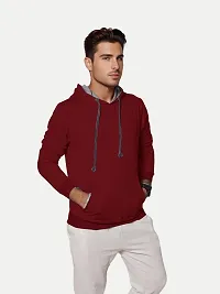 Rad prix Men Solid Maroon Cotton Sweatshirt with Hoodie-thumb1